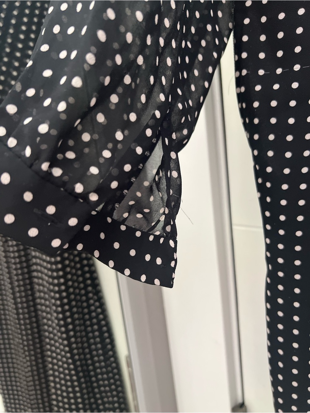 Ann Klein Polka Dot Long Sleeve Midi Dress - Black/White size 16 - Picture 6 of 12